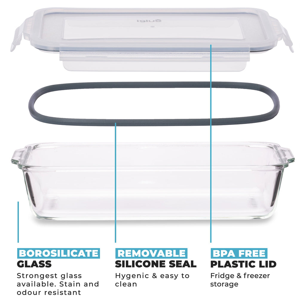 2.2L Borosilicate Glass Lasagne Dish with Lid