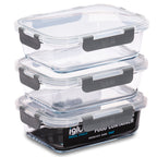 Glass Food Storage Containers with Airtight Lids - 1050ml - 3 PACK