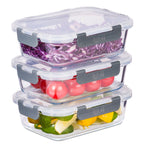 Glass Food Storage Containers with Airtight Lids - 1050ml - 3 PACK