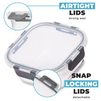 Glass Stackable Square Containers - 800ml 520ml & 320ml - 3 PACK