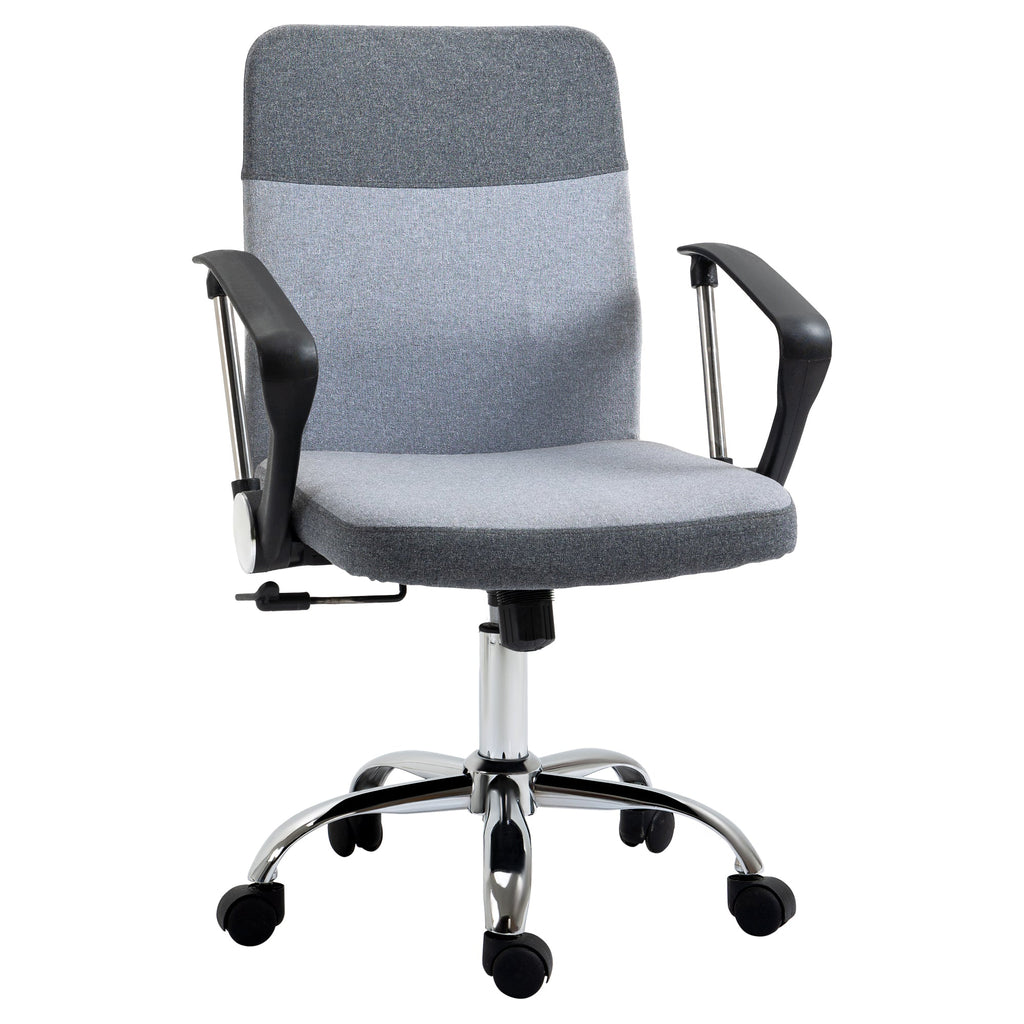 Office Chair Linen Fabric Swivel Computer Desk Chair Home Study Adjustable Chair with Wheels, Grey Grey
