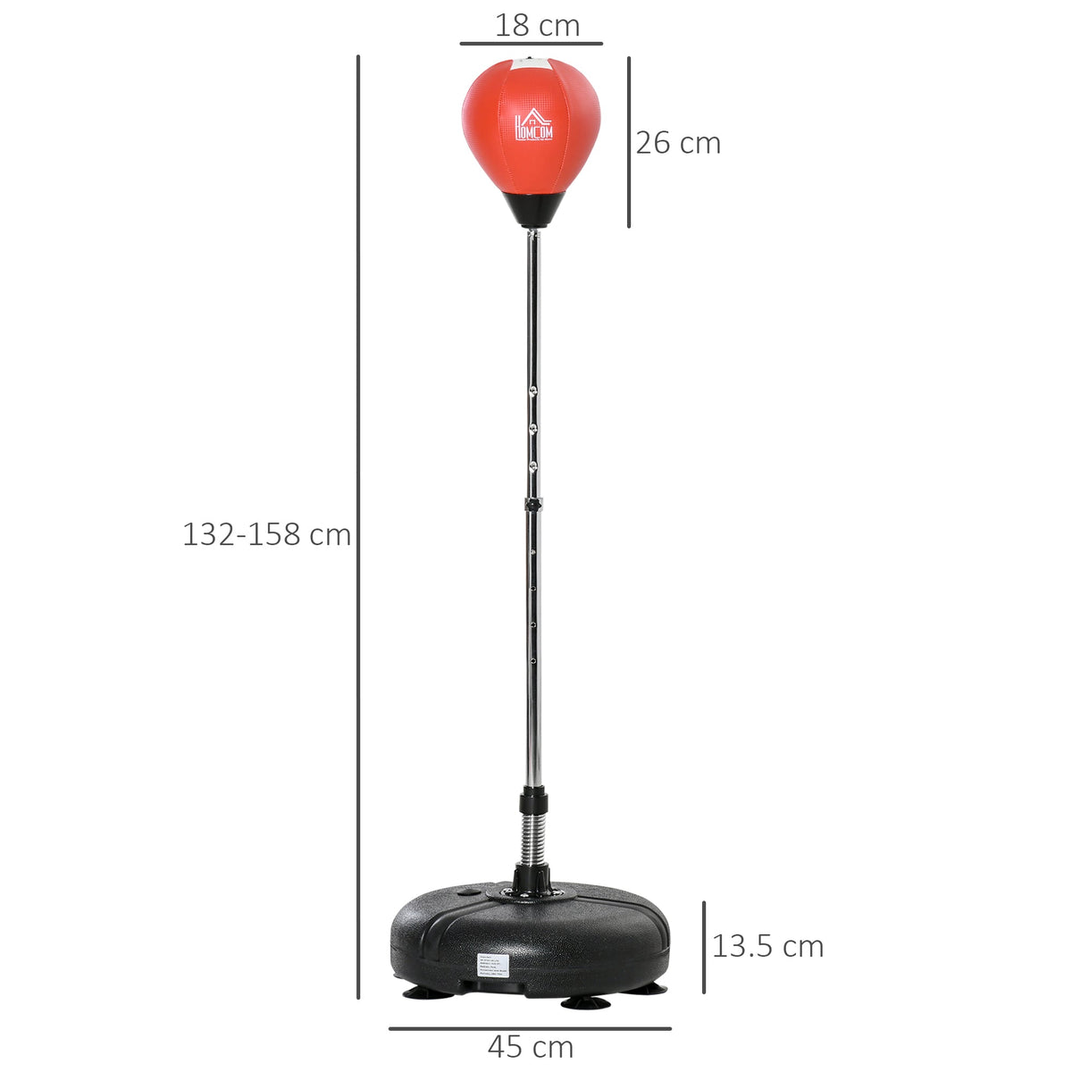 Punching Bag with Stand Boxing Bag Set with Adjustable Height Red