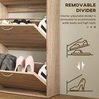 Slim Shoe Storage Cabinet with 3 Flip Drawers for 12 Pair of Shoes with Compact Detail