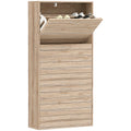 Slim Shoe Storage Cabinet with 3 Flip Drawers for 12 Pair of Shoes with Compact Detail
