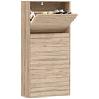 Slim Shoe Storage Cabinet with 3 Flip Drawers for 12 Pair of Shoes with Compact Detail