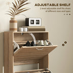 Slim Shoe Storage Cabinet with 3 Flip Drawers for 12 Pair of Shoes with Compact Detail
