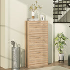 Slim Shoe Storage Cabinet with 3 Flip Drawers for 12 Pair of Shoes with Compact Detail