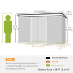 9 x 4FT Metal Garden Storage Shed w/ 2 Door, Light Grey Wood Grain