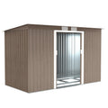 9 x 4FT Metal Garden Storage Shed w/ 2 Door, Light Grey Wood Grain