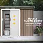 9 x 4FT Metal Garden Storage Shed w/ 2 Door, Light Grey Wood Grain