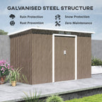 9 x 4FT Metal Garden Storage Shed w/ 2 Door, Light Grey Wood Grain