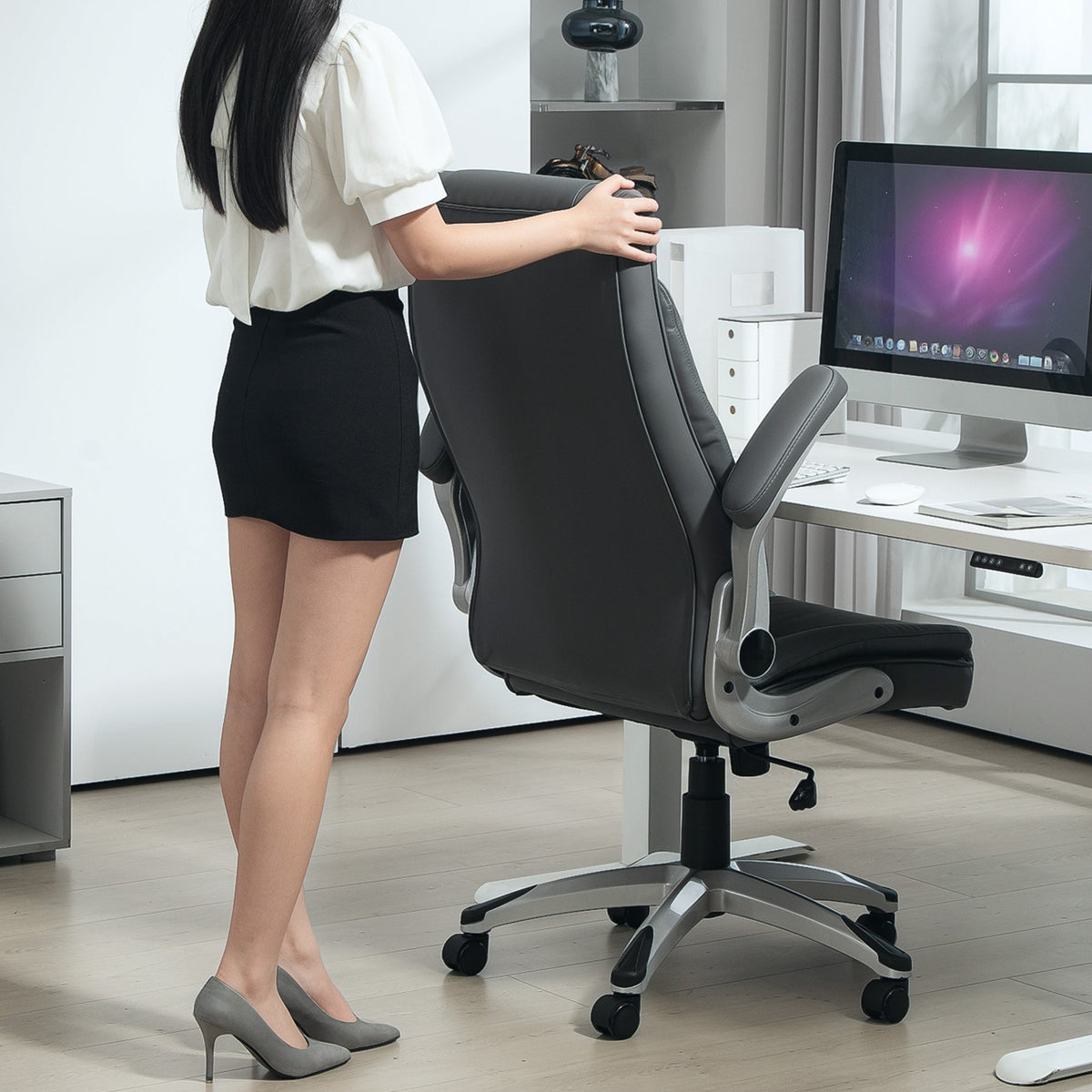 High Back Executive Office Chair Home Swivel Dark Grey