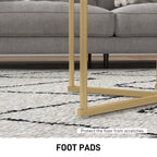 Nesting Coffee Table Set of 2 with Metal Frame, Gold Tone