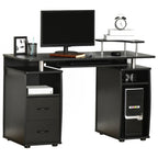 Computer Desk Office PC Table Workstation with Keyboard Tray, CPU Shelf, Drawers, Sliding Scanner Shelf, Black Black