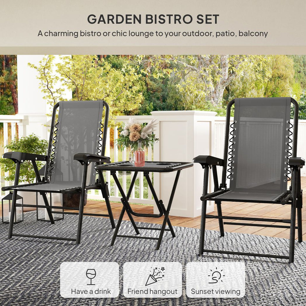 3 Pieces Folding Garden Bistro Set with Cup Holders