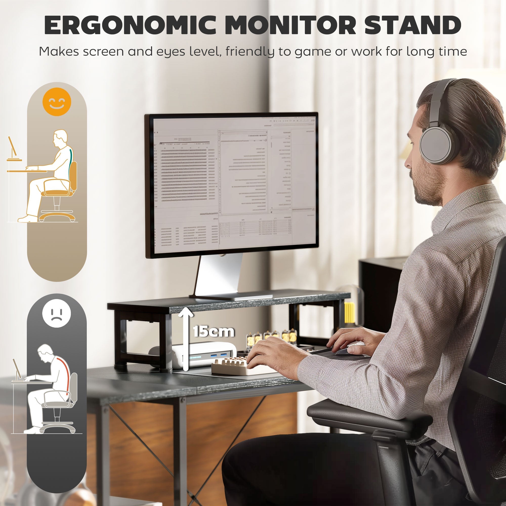 168cm Reversible L Shaped Desk, Industrial Corner Computer Desk with Adjustable Shelf and Storage Bag, 240cm 2 Person Desk with Monitor Stand, Black