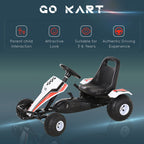 Kids Children Pedal Go Kart Manual Ride On Car w/Brake Gears Steering Wheel Adjustable Seat 4 Smooth Wheels Racing-Style White 104 x 66 x 57 cm