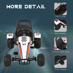 Kids Children Pedal Go Kart Manual Ride On Car w/Brake Gears Steering Wheel Adjustable Seat 4 Smooth Wheels Racing-Style White 104 x 66 x 57 cm