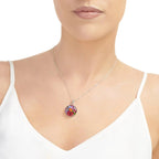 Mixed Flower Round Pendant Necklace - Medium