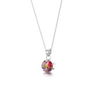Mixed Flower Round Pendant Necklace - Small Long: 24-26 inch (609-660mm)