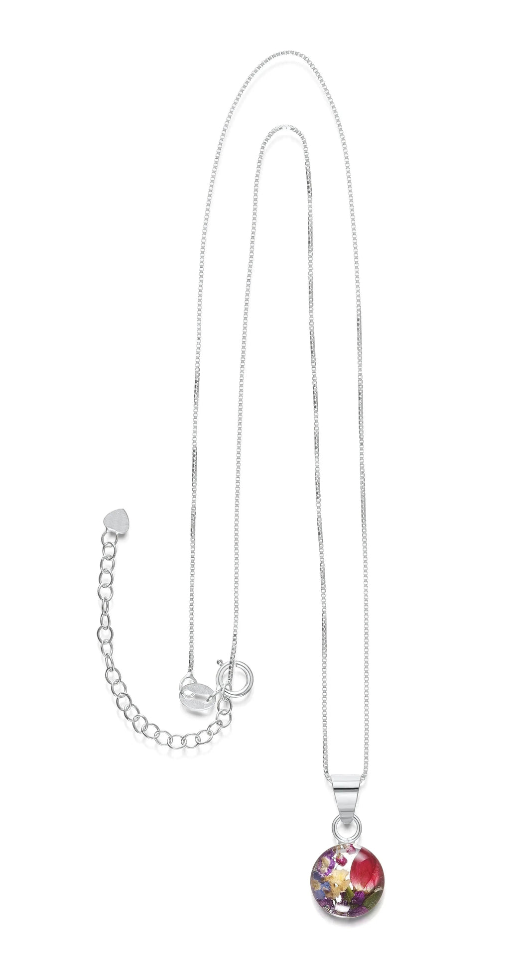 Mixed Flower Round Pendant Necklace - Small