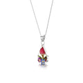 Mixed Flower Teardrop Pendant Necklace - Style 1 Long: 24-26 inch (609-660mm)