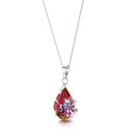 Mixed Flower Teardrop Pendant Necklace - Style 3 Long: 24-26 inch (609-660mm)