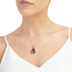Mixed Flower Teardrop Pendant Necklace - Style 3