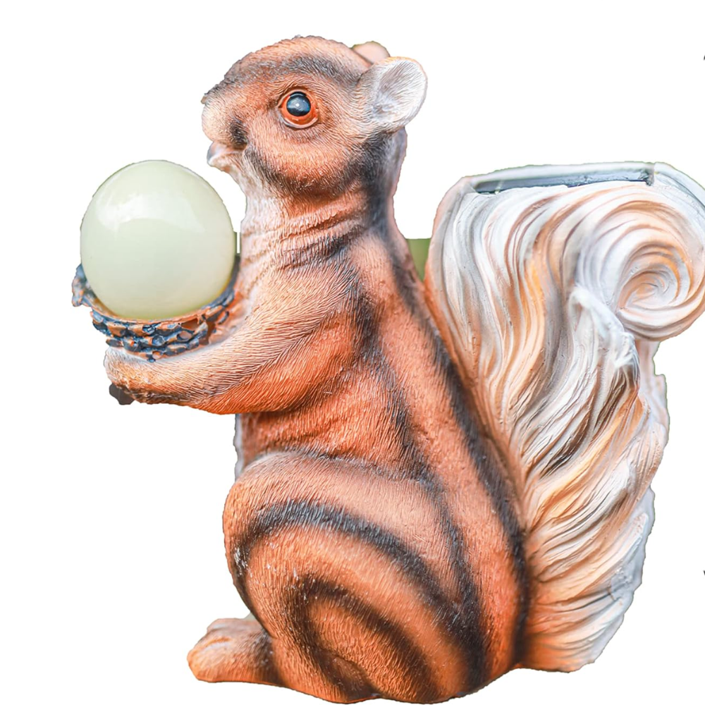 Solar Red Squirrel Garden Ornament LED Resin Outdoor Decoration