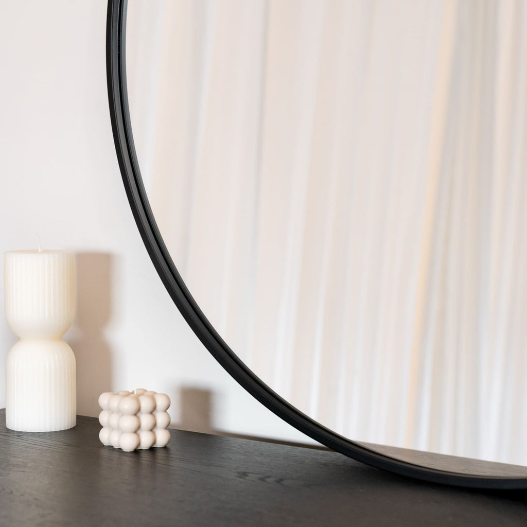 Round Black Metal Circle Mirror 70cm x 70cm