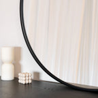 Round Black Metal Circle Mirror 70cm x 70cm