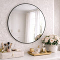 Round Black Metal Circle Mirror 70cm x 70cm
