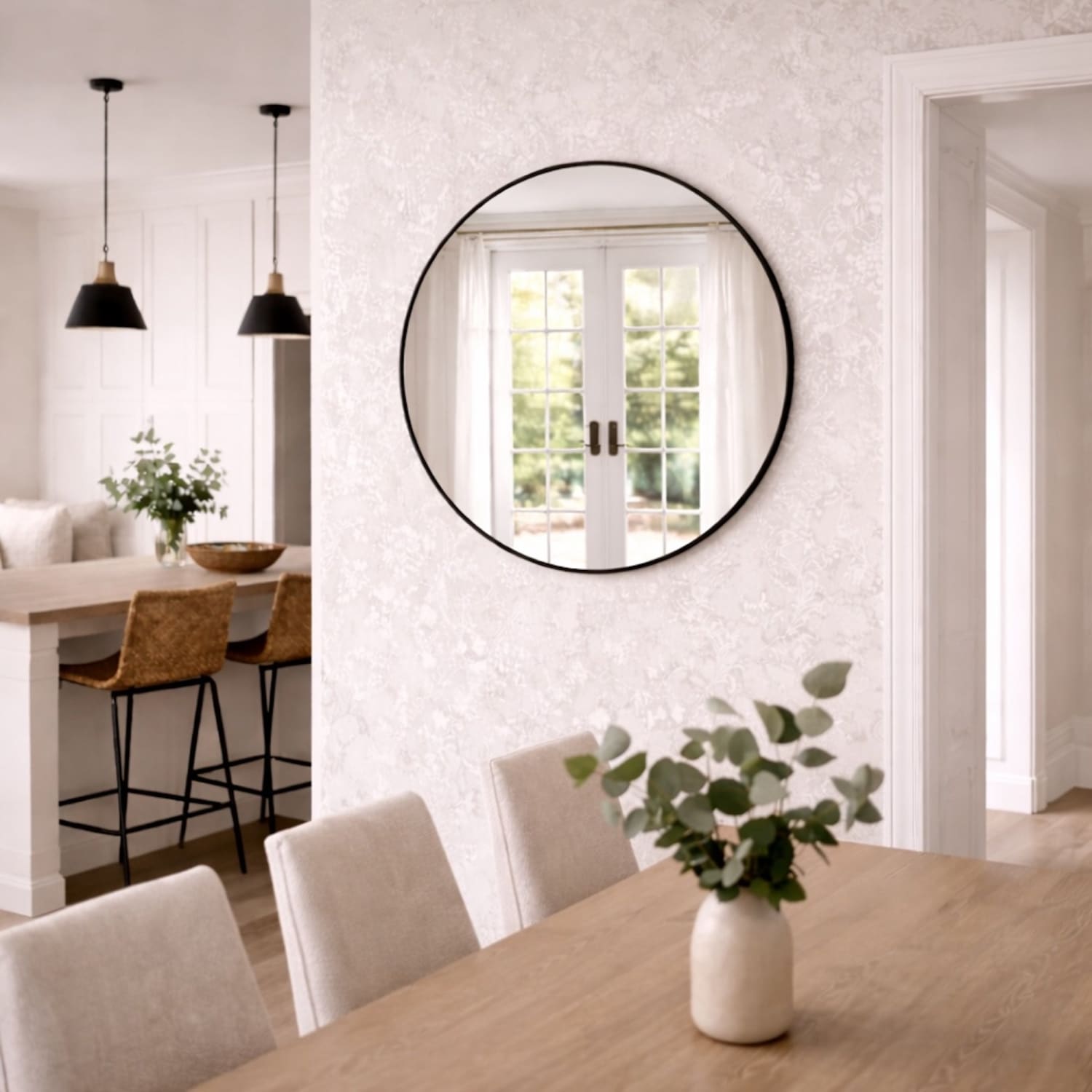 Round Black Metal Circle Mirror 70cm x 70cm