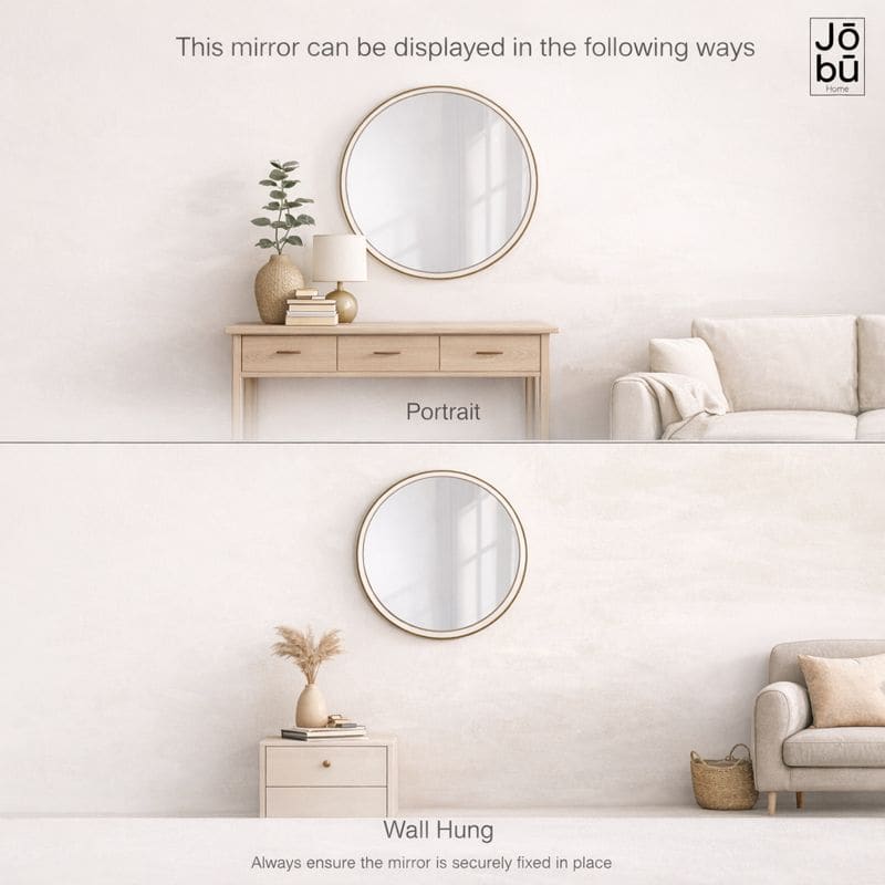 Round Black Metal Circle Mirror 70cm x 70cm