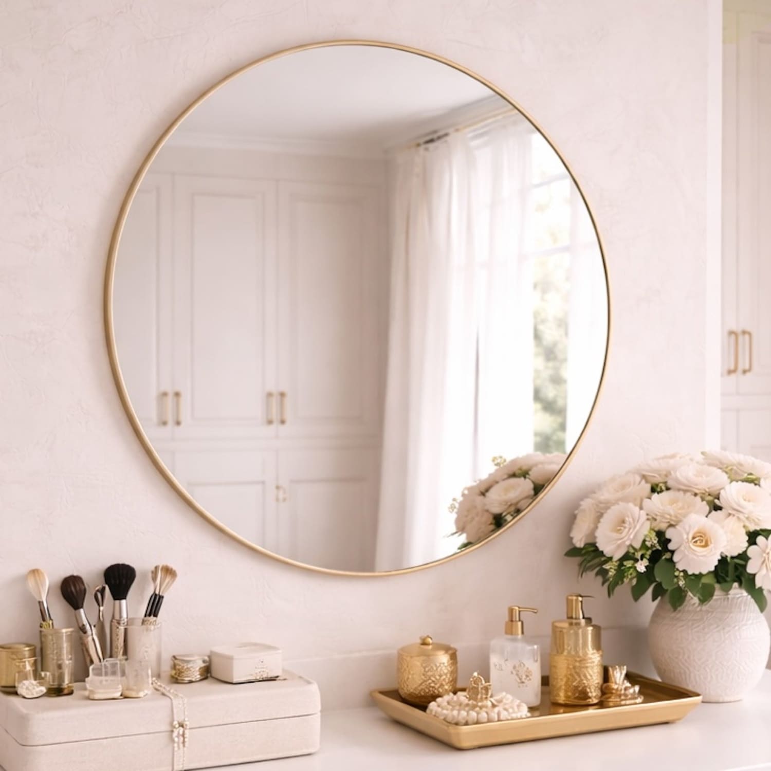 Round Gold Metal Circle Mirror 70cm x 70cm