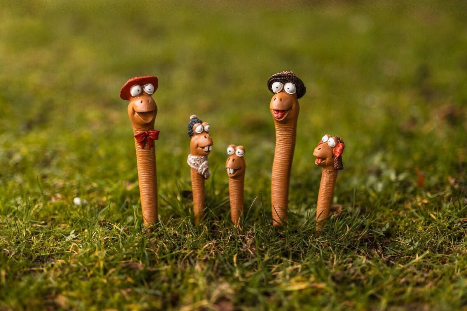 5 Piece Mini Garden Worm Ornaments Resin Plant Pot Figurines