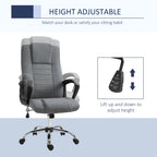 Office Chair, Computer Desk Chair, Linen Fabric Swivel Chair with Adjustable Height, Rolling Wheels for Home and Study, Grey