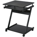 Movable Computer Desk with 4 Moving Wheels, Sliding Keyboard Tray, Home Office Workstation, Black Black