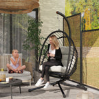 PE Hanging Swing Chair w/ Thick Cushion, Patio Hanging Chair, Black