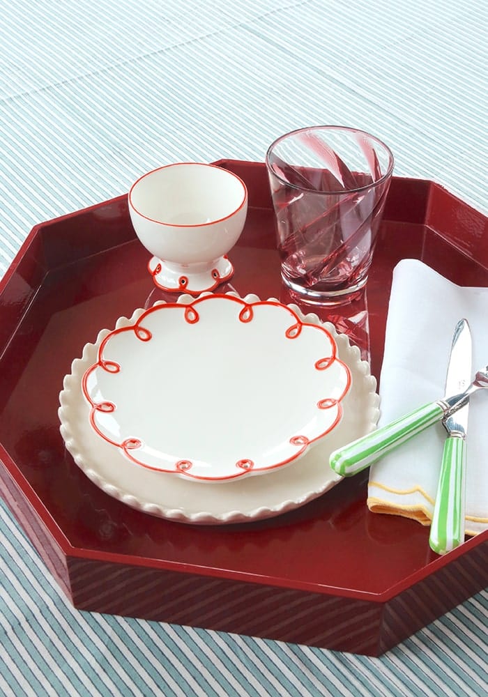 Rosy Red Scalloped Nibbles Bowl - Set of 4