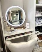 Round Vanity Face LED Mirror Gold 60x67CM