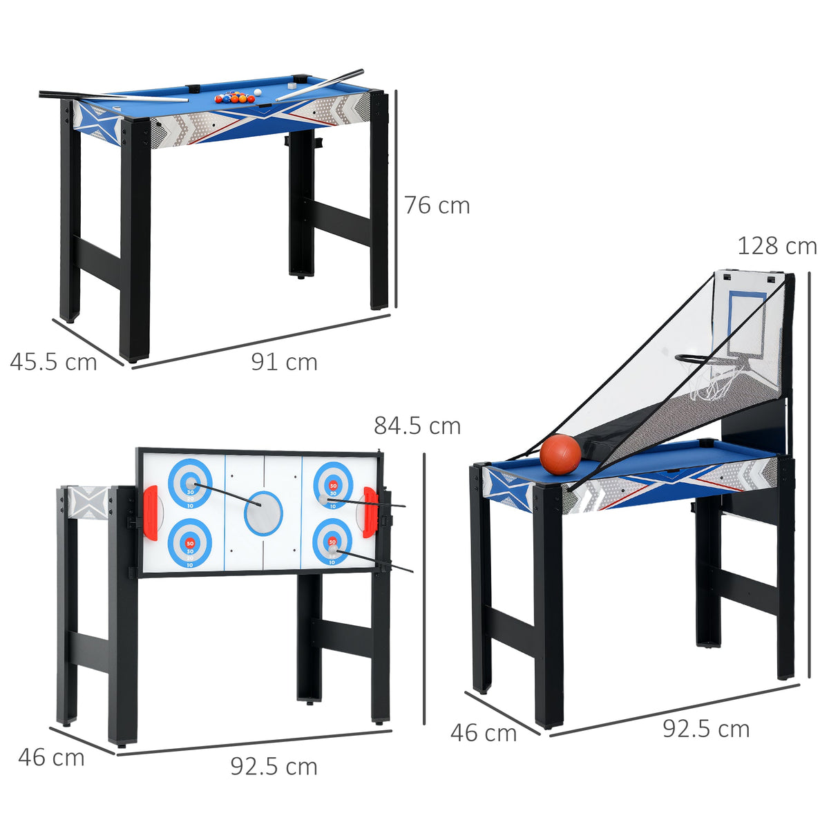 5 in 1 Multi Games Table Combo Sports Game Table for Kids, Blue