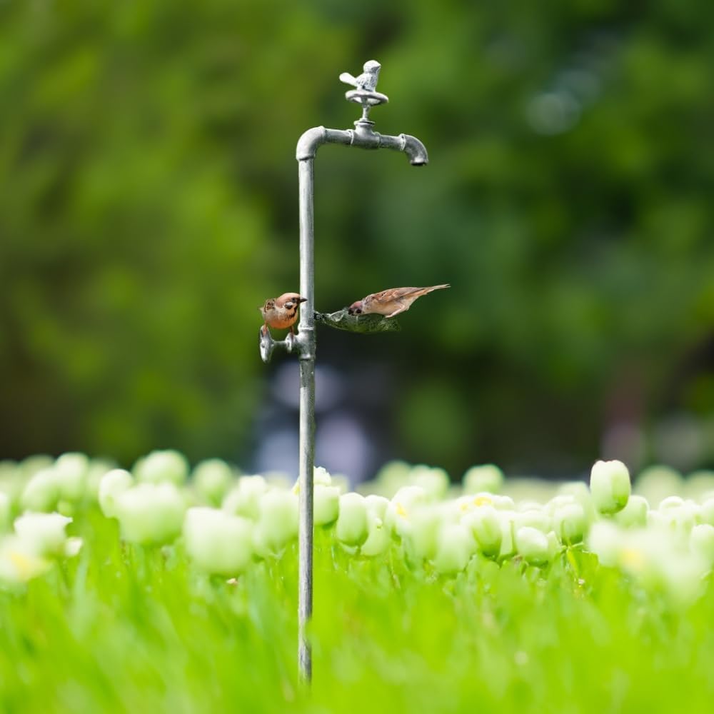 Rustic Bird Bath and Feeder Freestanding Garden Stake 92cm