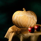 Autumn Wooden Pumpkin Ornament Handmade Mango Wood Décor 25cm