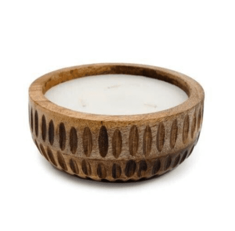 Large Apple Pie Scented Wooden Candle Round Autumn Décor 13cm