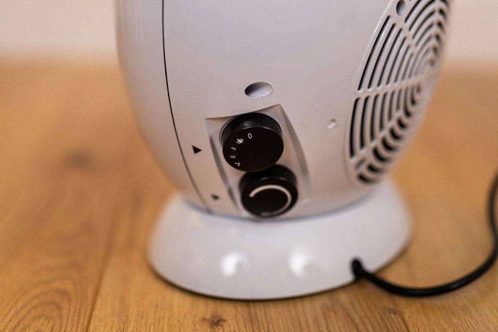 Electric Fire Fan Heater Ceramic White 1500W Home Round Free Standing Flame