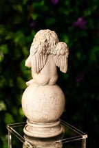 Angel Cherub Garden Ornament Sitting Fairy White