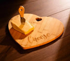 Wooden Cheese Board With Knife, Heart Home Kitchen Wood Serving Platter