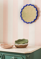 Saratoga Round Rattan Scalloped Tray - White
