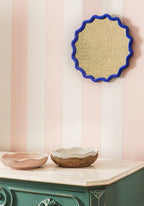 Saratoga Round Rattan Scalloped Tray - White
